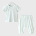 Infant summer cotton pajama set with short-sleeve top and pants in mint green - 73 Size / Aqua
