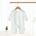 Tutina neonato in cotone a maniche lunghe verde chiaro con trama a costine e bottoni - Taglia 59 / Acqua