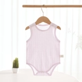 Light pink sleeveless cotton bodysuit for infants with ribbed texture and snap buttons - Size 59 / Smoky Purple Sleeveless Bodysuit