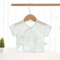 Short sleeve newborn cotton wrap top in light mint green with breathable jacquard fabric - Aqua Blue / 52cm