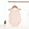 Breathable cotton sleeveless baby bodysuit in pale pink with snap buttons at crotch - Size 59 / Orange Pink Sleeveless Bodysuit