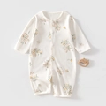 Creamy white baby romper with bunny and lemon print made of soft breathable cotton fabric - 73 Size / Golden Rabbit Style