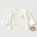 Détail d'un haut kimono pour nouveau-né en coton avec broderie de lune et de lapin - 52cm / Gardien Étoile Lune Blanc