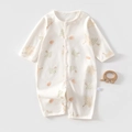 Off-white long sleeve cotton baby bodysuit with cute bear and tree print patterns - 73 Size / Elephant With Suspenders Style