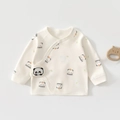 Close-up of baby wrap top featuring cute panda prints and soft cotton fabric detail - 52 / Panda & Orange
