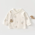 Detail van katoenen wikkelshirt voor baby's met berenprints en fijn borduurwerk - 52 / Ruimtebeer