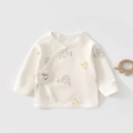 Detail of newborn cotton long sleeve kimono top with cute rabbit and floral print - 52 / Little Rabbit