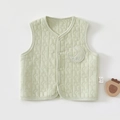 Detail of light green baby vest with star quilting and moon patch embroidery on pure cotton - 66 / Pale Green