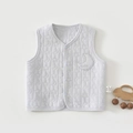 Detail of baby quilted vest with star and moon patterns and Class A safety cotton label - 66 / Fog Blue