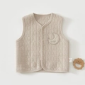 Detail view of quilted baby vest featuring star pattern and soft cotton texture - 66 / Light Gray