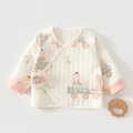 Detailed quilted baby wrap top with cartoon animal prints and pink ribbed cuffs - 52cm / Pink Happy Sheep
