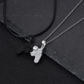 Magnetic game controller couple necklaces in matte black and silver alloy finish - Silver And Black Pair