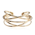 Poliertes goldener mehrlagiger offener Armreif mit minimalistischem Kreuz-Hohlraum-Design - Gold