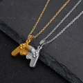 Magnetic game controller necklaces for couples in gold and silver finish on rock background - Silver And Gold Pair Stainless Steel Chain