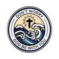 Spilla religiosa in smalto con croce onde e testo God Be With You in blu e bianco - Stile Onde del Mare Croce (QHXZ5075)