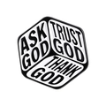 Spilla esagonale moderna in smalto con citazioni Ask/Trust/Thank God in bianco e nero - Stile Preghiera Esagono (QHXZ5076)