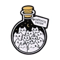 Happiness Potion enamel pin featuring white cartoon cats and golden moon stars decor - Happiness Potion Cat Style (QHXZ4261)