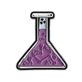 Broche en émail violette thème scientifique avec flacon et formules chimiques - Flasque Mauve Radiation