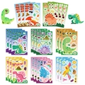 DIY dinosaur sticker set with 24 pieces in 8 styles for children party favors - 8 Sheets Set