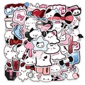 Set di 50 adesivi con gatti e coniglietti in stile sweet-cool rosa e nero - Set di Adesivi Stile Dolce e Oscuro (PMS264)