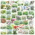Set di 50 adesivi floreali ad acquerello con piante assortite per fai da te e valigie - Set Floreale Acquerello