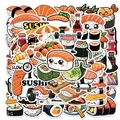 50 pieces set of cute Japanese cartoon sushi waterproof stickers for luggage and laptop - Sushi Series