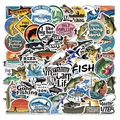 Set van 50 waterdichte PVC visstickers voor visuitrusting en auto-decoratie - Vis Thema Stickers Set (PMS277)