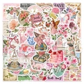 Set di 50 adesivi vintage rosa per scrapbooking, diari e decorazione laptop - 50 Pezzi Adesivi Collage