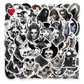 50 Gotik-Totenkopf-Sticker Set mit schwarz-weißen Horror-Vintage-Designs für Skateboards - Retro Horror Schwarz Weiß Totenkopf Aufkleber Set (YCK013)