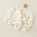 Wattiertes Baby-Pyjama-Set aus Baumwolle mit hohem Bund und süßem Hundemuster - 73 / Beiger Dackel