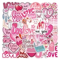 Adesivi di San Valentino impermeabili con cuori e gatti per laptop e telefoni cellulari - Set di Adesivi Cartoni Animati di San Valentino