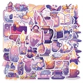 Set di 50 adesivi magici kawaii per decorare valigie e custodie per telefoni - Serie Magia Viola