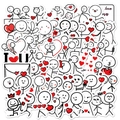 Set di 50 simpatici adesivi stickman per laptop con cuori e temi d'amore - Serie Amore Omino a Stecco (HT068)