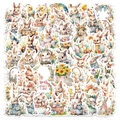 50 Stück Osteraufkleber mit Aquarell-Hasen, Küken und bunten Eiern für Dekoration - Osterhase & Eier (YCK099)