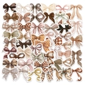 Set mit 50 Coquette Bow Aufklebern in braun-cremefarbenen Aquarell-Vintage-Mustern - Brauner Schleife-Stil