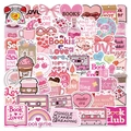 Set di 50 adesivi rosa Book Lover stile Coquette per laptop e valigie con motivi di libri - Adesivo Impermeabile