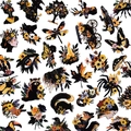 50 pegatinas de PET botánicas con flores vintage y motivos de animales del bosque - Estilo Natural Negro Multicolor