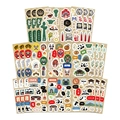 Makroaufnahme von Sichuan-Sticker-Sets mit Pandas, Masken und Chengdu-Wahrzeichen - 8 Blatt Pro Beutel