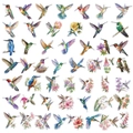 Draufsicht auf 50 Aquarell-Kolibri- und Blumen-PET-Aufkleber für das Scrapbooking - Aquarell Kolibri & Blumen Aufkleber