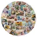 50er-Set Vintage-Blumenaufkleber im Briefmarkendesign mit Ölgemälde-Blumen für DIY-Deko - Vintage Floral Kunststil