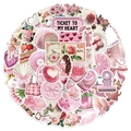 Collezione di 50 adesivi rosa estetici con motivi floreali vintage e decorazioni di dolci - Serie Rosa (50 Fogli)