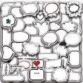 50pcs black and white comic speech bubble stickers for DIY scrapbooking and laptops - 50 Sheets/Pack