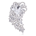Spilla elegante in argento con cristallo centrale e strass scintillanti a fiore - Trasparente (B311-A)