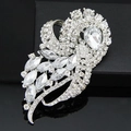 Spilla elegante in lega d'argento con strass scintillanti e cristallo a forma di goccia - Stile Vintage Floreale con Strass (A004-A)