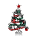 Fashionable Christmas tree brooch with red and green rhinestones in silver alloy - Silver Multi-Rhinestone Christmas Tree Style (C256-A)