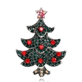 Broche sapin de Noël scintillante avec strass multicolores sur base en métal argenté - Style Sapin de Noël (C248-A)