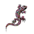 Classic colorful rhinestone gecko brooch in lizard shape for women's fashion jewelry - Multicolor Rhinestone Gecko Style (B040-A)