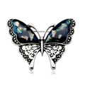 Eleganter Schmetterling-Brosche in Silber mit dunkler Muschel und Filigran-Details - Irisierend Silber (C087-A)