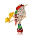Colorful enamel bird brooch in gold-tone alloy with sparkling crystal rhinestones - C447-A