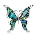 Elegante spilla a farfalla in argento con ali in conchiglia di abalone e zirconi - Farfalla Elegante (B178-A)